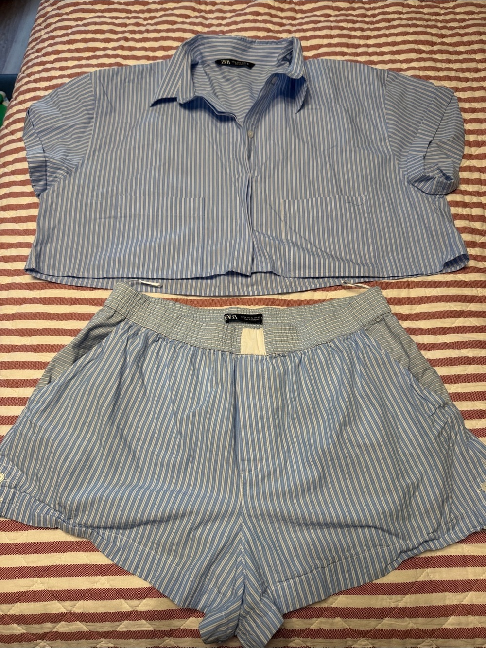 2 piece Zara set shorts and button down